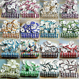 Czech Crystal Rhinestones Spacer Silver Rondelle Connector Charm Beads 100 Pcs (Colored)