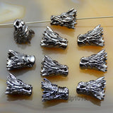 Animal Head Dragon Solid Metal Finding Connector Spacer Charm Beads 10 Pcs