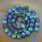 Enhanced Quartz Labradorite Frosted Gemstone Round Loose Beads on a 15.5" Strand