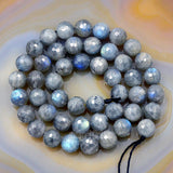 Faceted Natural Labradorite Gemstone Round Loose Beads on a 15.5" Strand