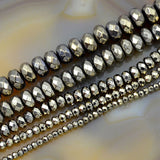 Faceted Natural Pyrite Hematite Rondelle Gemstone Loose Beads on a 15.5" Strand