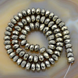 Faceted Natural Pyrite Hematite Rondelle Gemstone Loose Beads on a 15.5" Strand