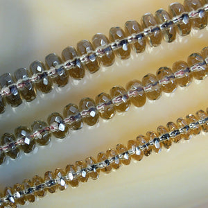 Faceted Natural Smoky Quartz Rondelle Gemstone Round Loose Beads on a 15.5" Strand