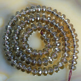 Faceted Natural Smoky Quartz Rondelle Gemstone Round Loose Beads on a 15.5" Strand