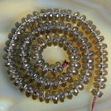 Faceted Natural Smoky Quartz Rondelle Gemstone Round Loose Beads on a 15.5" Strand