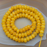 Faceted Natural Yellow Jade Rondelle Gemstone Round Loose Beads on a 15.5" Strand