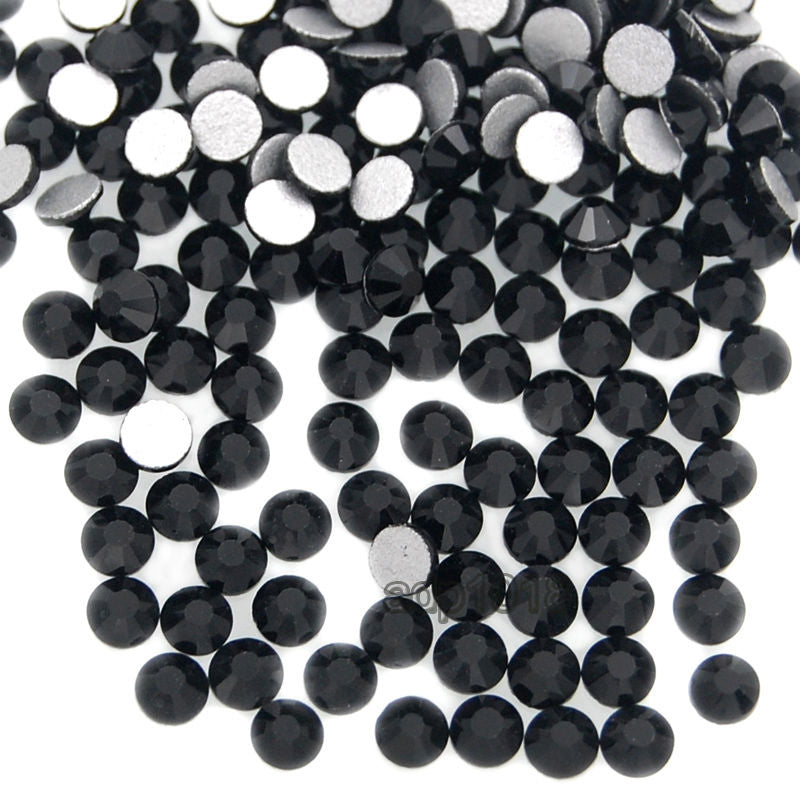 Black AB FlatBack Non HotFix Crystal Nail Art Black AB Rhinestones Strass  Crystal Applique Glue On Stones For Clothes Decoration