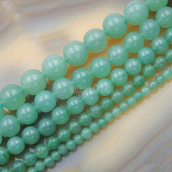 Natural Green Aventurine Round Loose Beads on a 15.5