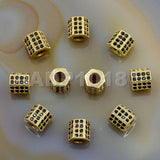Zircon Pave Rhinestones Spacer Hexagon Connector Metal Finding Charm Beads 5pcs