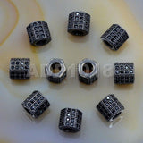 Zircon Pave Rhinestones Spacer 3 Row Rondelle and Hexagon Connector Metal Finding Charm Beads (5pc)
