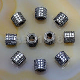 Zircon Pave Rhinestones Spacer 3 Row Rondelle and Hexagon Connector Metal Finding Charm Beads (5pc)