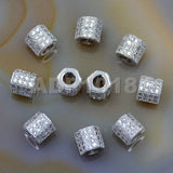 Zircon Pave Rhinestones Spacer 3 Row Rondelle and Hexagon Connector Metal Finding Charm Beads (5pc)