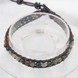 Colorful Hand Made Mixed Crystal and Gemstones Beads Single Wrap Leather Bracelet