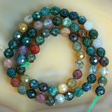 Faceted Natural Indian Agate Gemstone Round Loose Beads on a 15.5" Strand