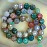 Faceted Natural Indian Agate Gemstone Round Loose Beads on a 15.5" Strand