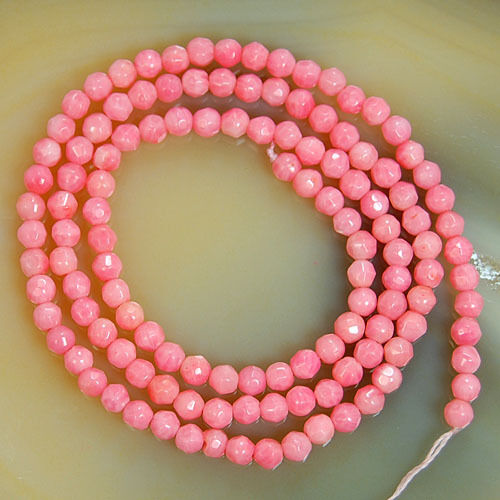 3mm Faceted Coral gemstone Round Beads 15.5