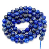 Natural Color & Color Enhanced Lapis Lazuli Round Loose Beads on a 15.5" Strand