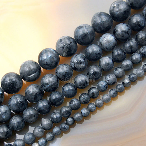 Natural Larvikite Labradorite Round Loose Beads on a 15.5