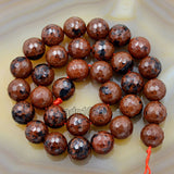 Faceted Natural Mahogany Obsidian Gemstone Round Loose Beads on a 15.5" Strand