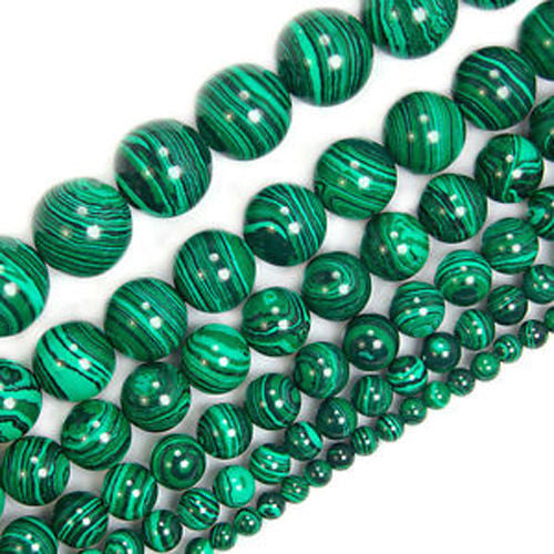 Synthetic Malachite Gemstone Round Loose Beads on a 15.5