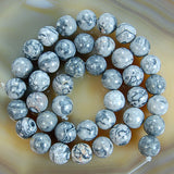 Natural Map Jasper Round Loose Beads on a 15.5" Strand