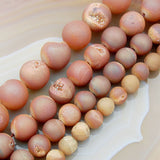 Natural Druzy Quartz Agate Gemstone Round Loose Beads on a 8" Strand