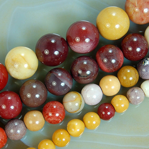 Natural Colorful Moukaite Gemstone Round Loose Beads on a 15.5