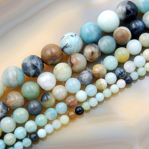 Natural Colorful Amazonite Round Loose Beads on a 15.5