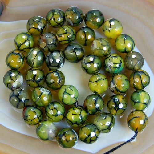 Faceted Natural Olive Fire Agate Gemstone Round Loose Beads on a 15.5 – AD  Beads