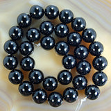 Natural Black Onyx Gemstone Round Loose Beads on a 15.5" Strand