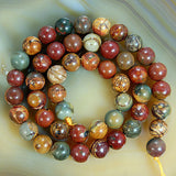 Natural Picasso Jasper Gemstone Round Loose Beads on a 15.5" Strand