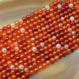 Faceted Natural Pink Agate Gemstone Round Loose Beads on a 15.5" Strand