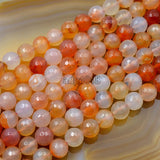 Faceted Natural Pink Agate Gemstone Round Loose Beads on a 15.5" Strand