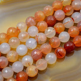 Faceted Natural Pink Agate Gemstone Round Loose Beads on a 15.5" Strand