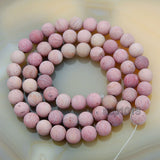 Matte Natural Pink Rhodonite Gemstone Round Loose Beads on a 15.5" Strand