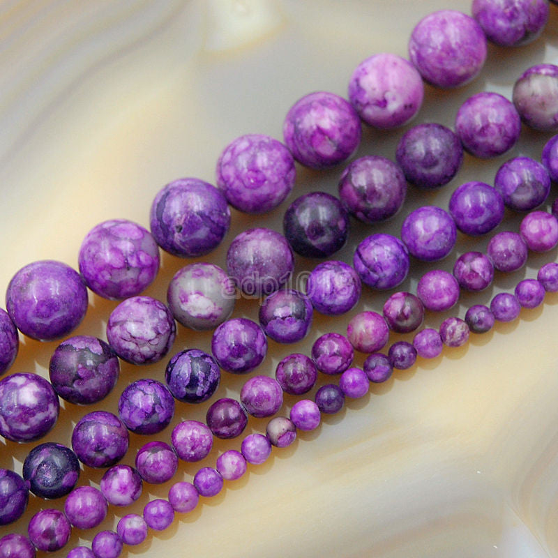Natural Purple Jasper Gemstone Round Loose Beads on a 15.5 Strand – AD  Beads