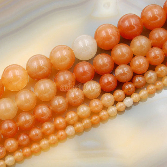 Natural Red Aventurine Round Loose Beads on a 15.5