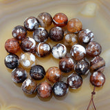 Faceted Natural Red Dream Fire Agate Gemstone Round Loose Beads on a 15.5" Strand