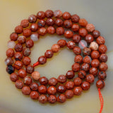 Faceted Natural Red River Jasper Gemstone Round Loose Beads on a 15.5" Strand