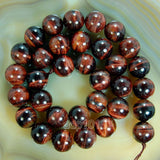 Natural Red Tiger's Eye Gemstone Round Loose Beads on a 15.5" Strand