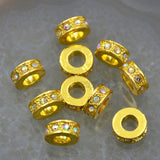 Zircon Pave Rhinestones Spacer Rondelle Connector Metal Finding Charm Beads