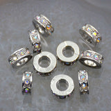 Zircon Pave Rhinestones Spacer Rondelle Connector Metal Finding Charm Beads