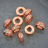 Zircon Pave Rhinestones Spacer Rondelle Connector Metal Finding Charm Beads