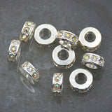 Zircon Pave Rhinestones Spacer Rondelle Connector Metal Finding Charm Beads