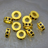 Zircon Pave Rhinestones Spacer Rondelle Connector Metal Finding Charm Beads