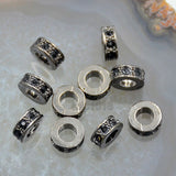 Zircon Pave Rhinestones Spacer Rondelle Connector Metal Finding Charm Beads