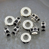 Zircon Pave Rhinestones Spacer Rondelle Connector Metal Finding Charm Beads