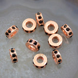 Zircon Pave Rhinestones Spacer Rondelle Connector Metal Finding Charm Beads