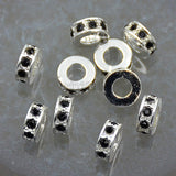 Zircon Pave Rhinestones Spacer Rondelle Connector Metal Finding Charm Beads