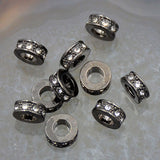 Zircon Pave Rhinestones Spacer Rondelle Connector Metal Finding Charm Beads